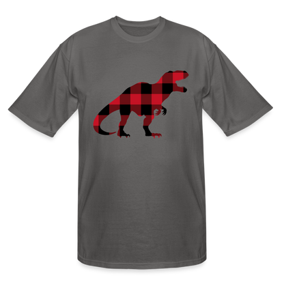 Trex Dino Tall Tshirt, Big Red Buffalo Plaid Check Dinosaur Graphic Aesthetic Crewneck Men Women Tee Top Short Sleeve Shirt - charcoal
