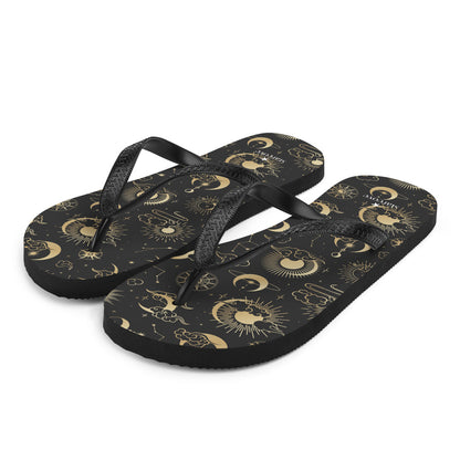 Moon Sun Flip Flops, Stars Constellation Comfortable Thong Sandals Summer Woman Men Ladies Youth Beach Print Rubber Slip On Shoes