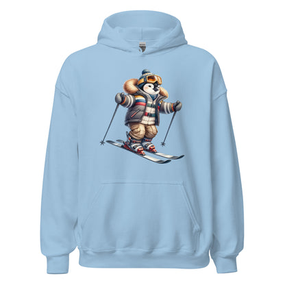 Penguin Skiing Hoodie, Ski Pullover Men Women Adult Aesthetic Graphic Cotton Hooded Sweatshirt with Pockets