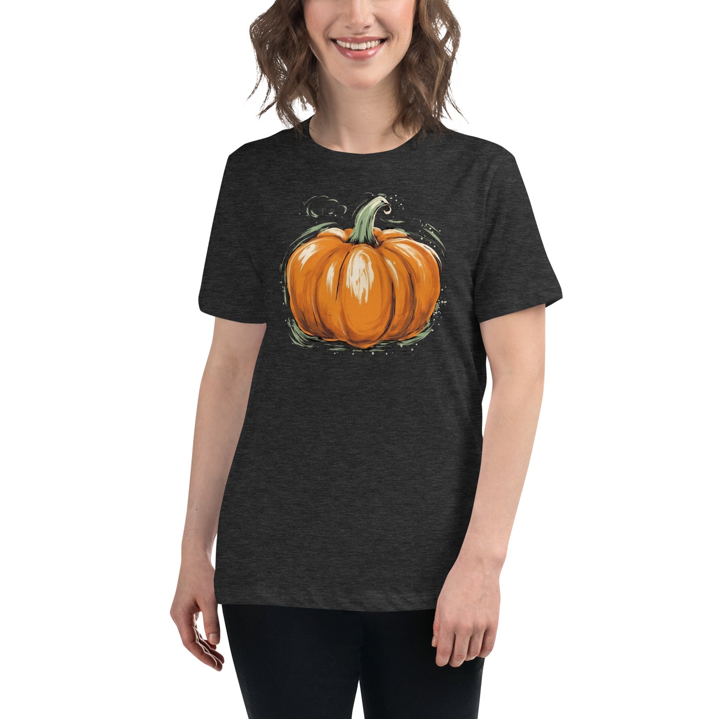 Pumpkin Women Tshirt, Fall Autumn Thanksgiving Designer Graphic Aesthetic Fashion Relaxed Crewneck Tee Shirt Top Starcove Fashion