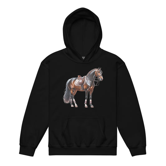 Horse Kids Pullover Hoodie, Equestrian Girls Boy Youth Aesthetic Graphic Hooded Sweatshirt with Pockets Gift