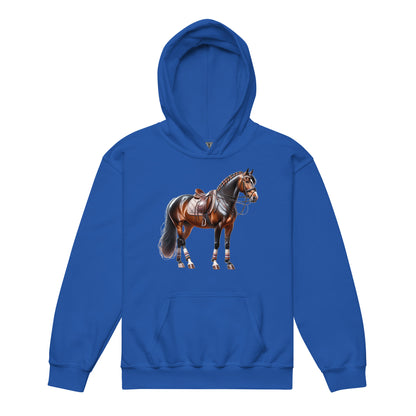 Horse Kids Pullover Hoodie, Equestrian Girls Boy Youth Aesthetic Graphic Hooded Sweatshirt with Pockets Gift