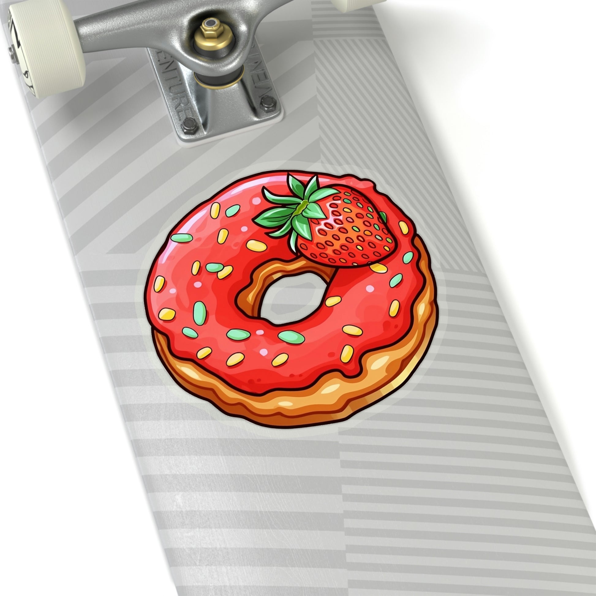 Strawberry Donut Sticker, Food Art Laptop Decal Vinyl Cute Waterbottle Tumbler Car Waterproof Bumper Aesthetic Die Cut Wall Clear Starcove Fashion