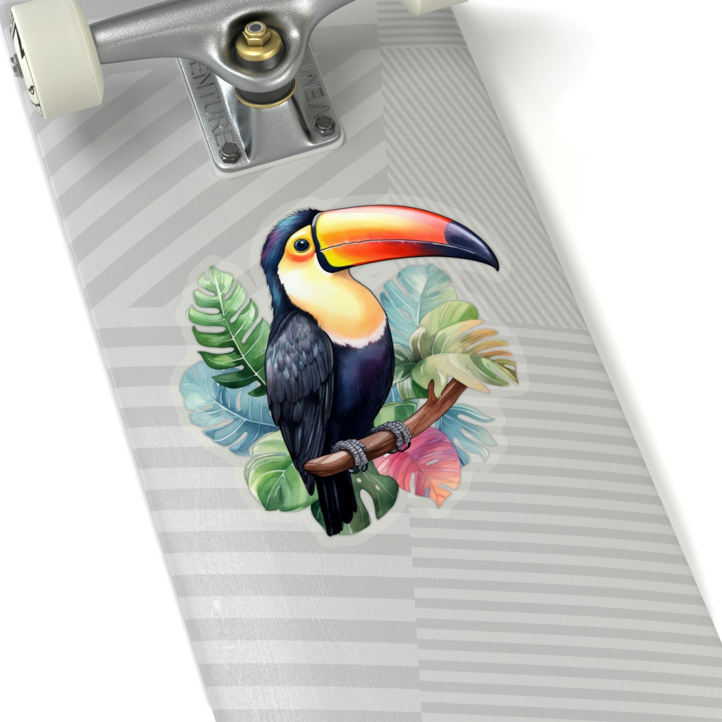 Toucan Sticker, Tropical Leaves Bird Animal Laptop Decal Vinyl Cute Waterbottle Tumbler Car Waterproof Aesthetic Die Cut Wall Mural