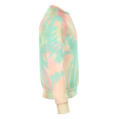 Pastel Tie Dye Sweatshirt, Crewneck Graphic Green Pink Blue Long Sleeve Sweater Jumper Pullover Top Kawaii Goth Cotton Clothing Plus Size Starcove Fashion