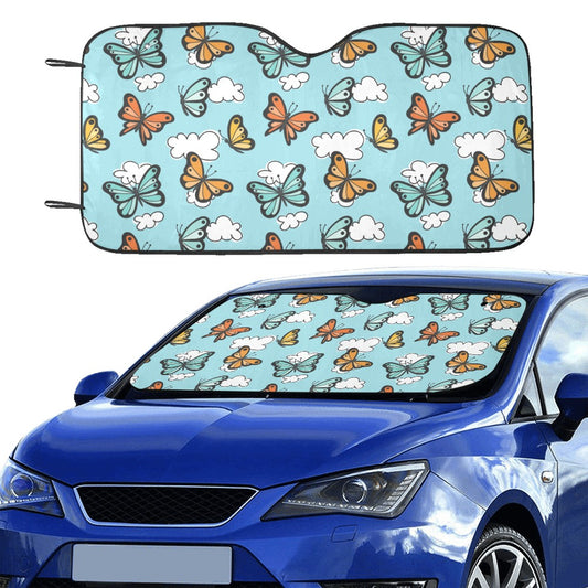 Monarch Butterfly Car Window Sun Shade, Cloud Windshield Vehicle Accessories Auto Cover Protector RV SUV Visor Screen Decor Universal Size
