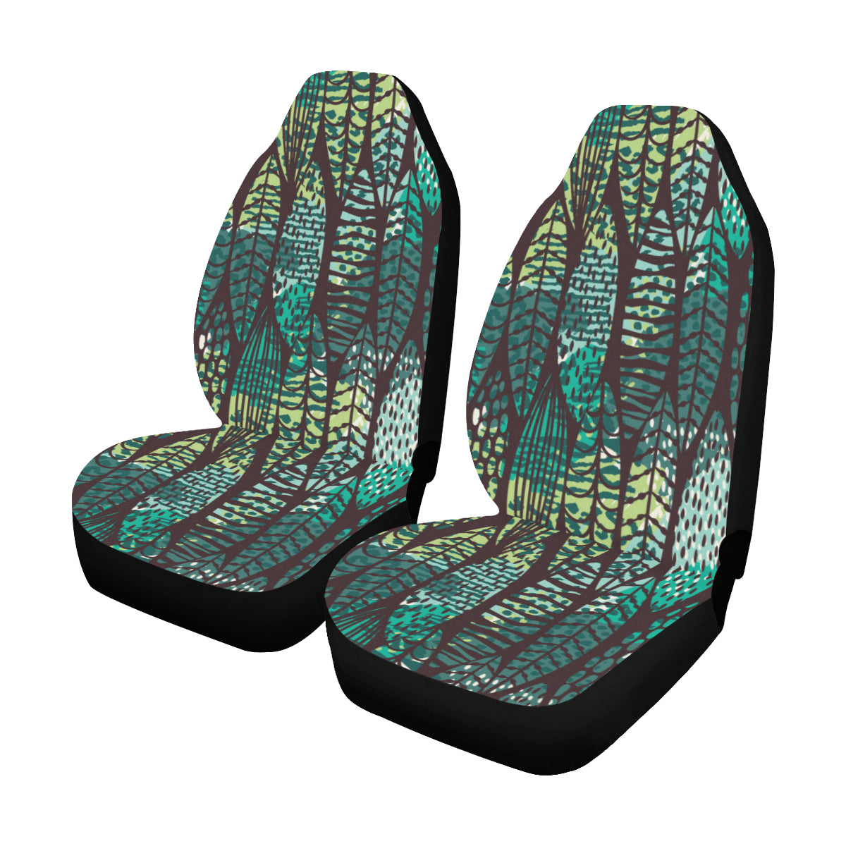 Surf Surfing Car Seat Covers 2 pc, Leaf Aztec Tribal Indian Pattern Bohemian Art Front Seat Covers, Car SUV Seat Protector Accessory Decor Starcove Fashion