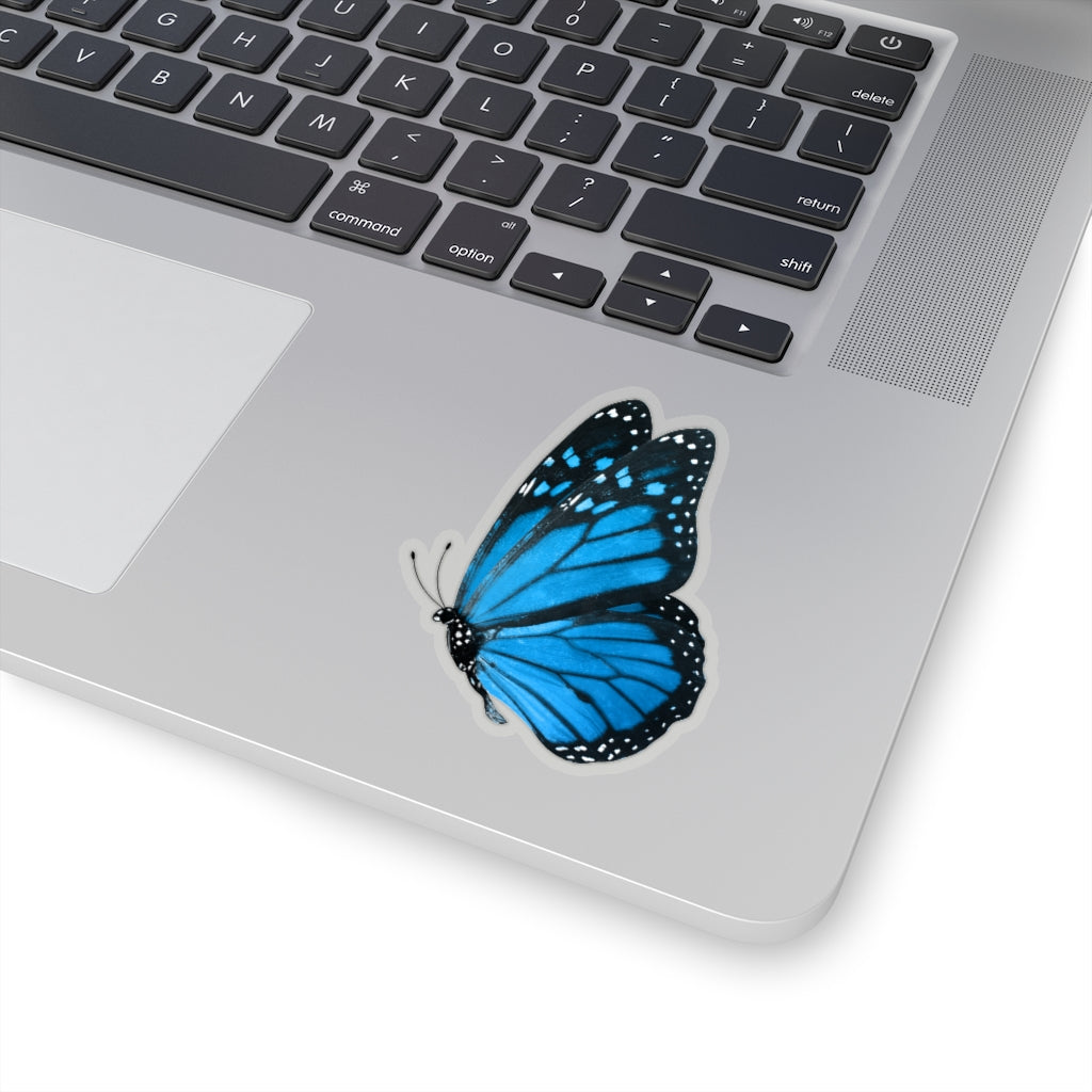 Blue Monarch Butterfly Sticker, Side View Position Laptop Decal Vinyl Cute Waterbottle Tumbler Car Waterproof Bumper Aesthetic Die Cut Starcove Fashion