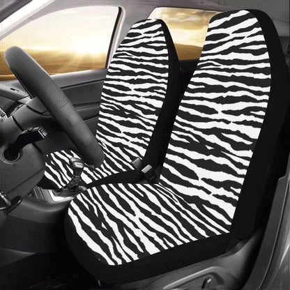 Zebra Stripes Car Seat Covers 2 pc, Animal Print Black White Pattern Front Seat Covers, Car SUV Seat Protector Accessory Decoration Starcove Fashion