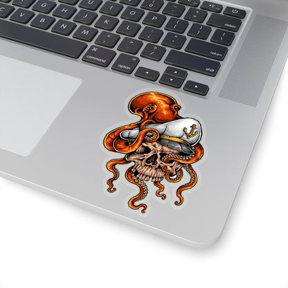 Skull Octopus Sticker, Captain Sailor Goth Ocean Art Laptop Decal Vinyl Cute Waterbottle Tumbler Car Bumper Aesthetic Die Cut Wall Mural Starcove Fashion