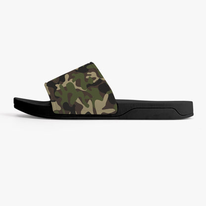 Camo Slides Sandals, Green Camouflage Men Women Designer Shoe Flat Wedge Slippers Casual Slippers Flip Flops Slip On Starcove Fashion