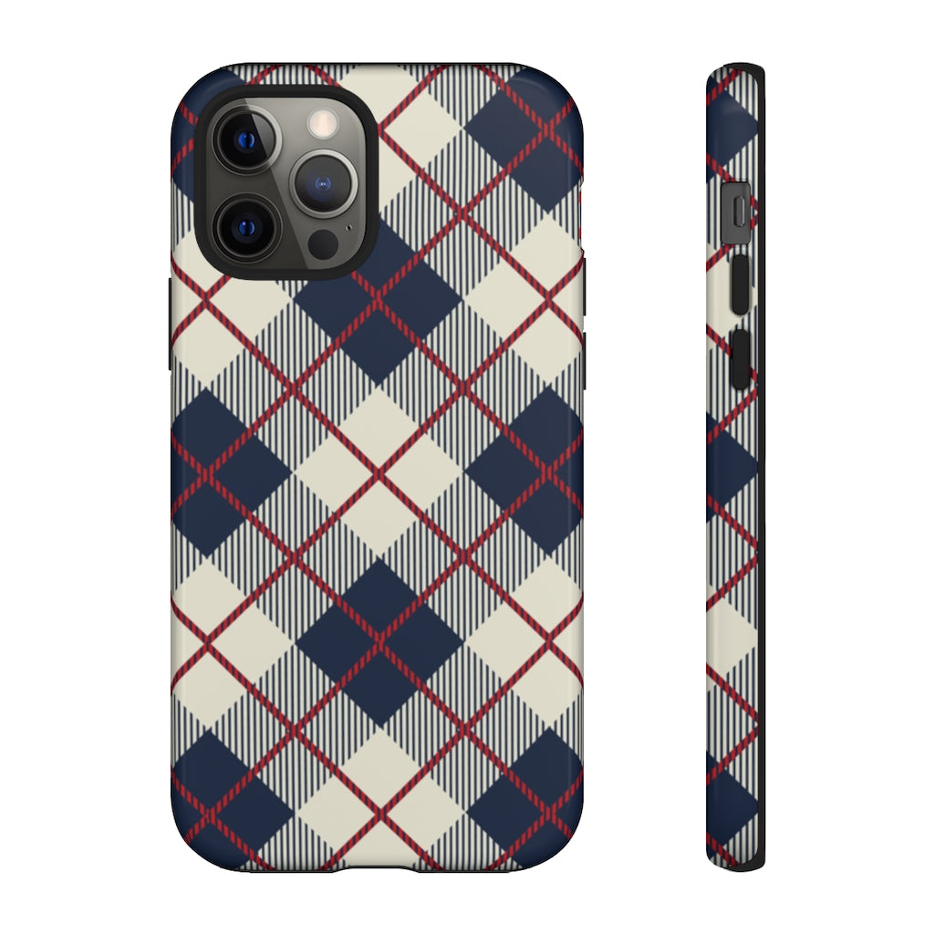 Plaid iPhone 13 Pro Max Case, Blue Checkered Tartan Cute Aesthetic Tough Cases 12 11 8 Plus X Xr Xs Max Samsung Galaxy Google Pixel Cover Starcove Fashion