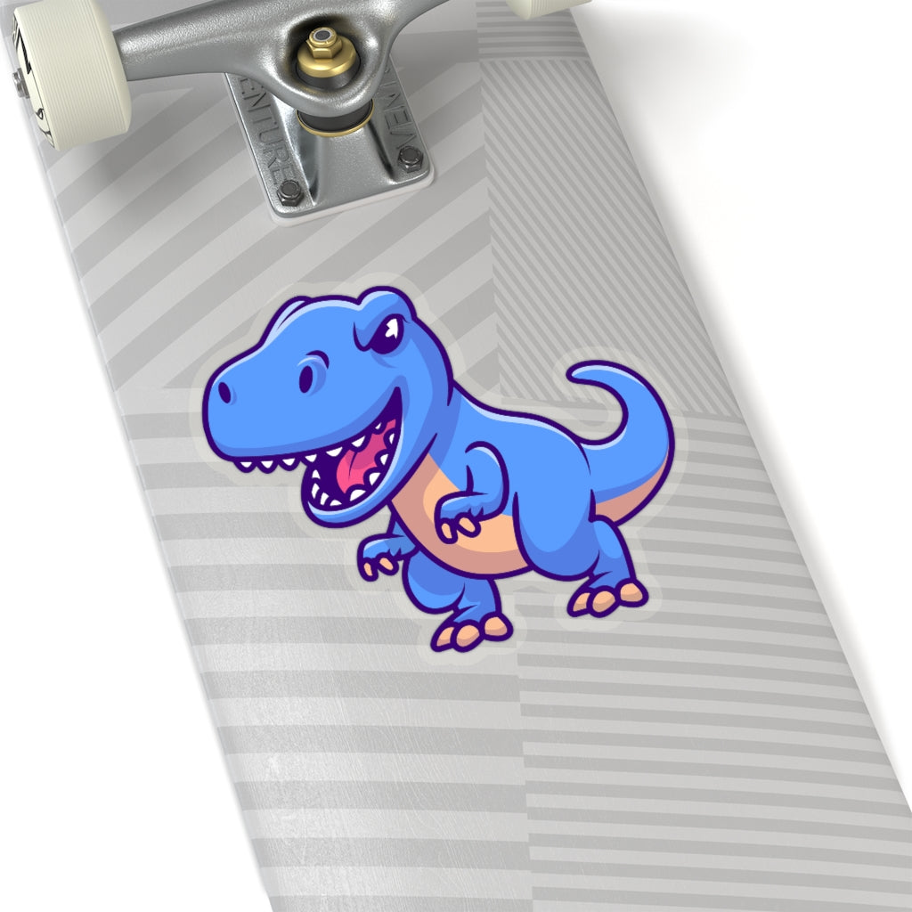 Trex Dino Sticker, Cute Dinosaur Blue Vinyl Decal Label Phone Transparent Clear Small Large Tyrannosaurus Art Computer Hydro Flask Starcove Fashion