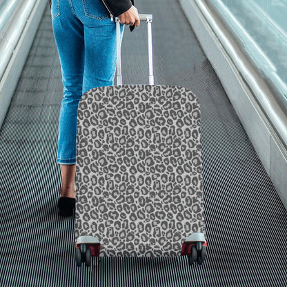 Grey Leopard Luggage Cover, Animal Print Suitcase Bag Protector Washable Large Small Wrap Travel Gift