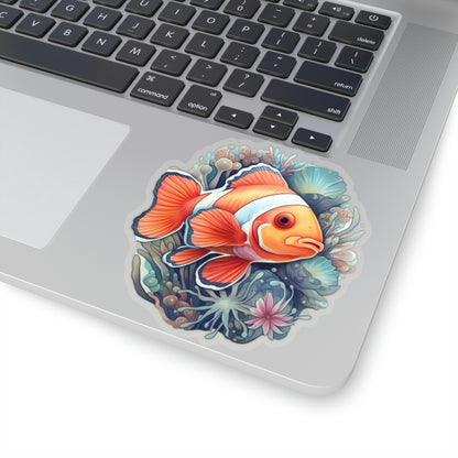 Clownfish Sticker, Fish Coral Reef Laptop Decal Vinyl Cute Waterbottle Tumbler Car Waterproof Bumper Aesthetic Die Cut Wall Mural
