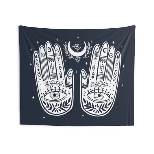 Spiritual Palmistry Hand Tapestry, Mystic Symbol Tarot Art Boho Landscape Indoor Wall Art Hanging Large Small Decor Home Dorm Room Gift Starcove Fashion