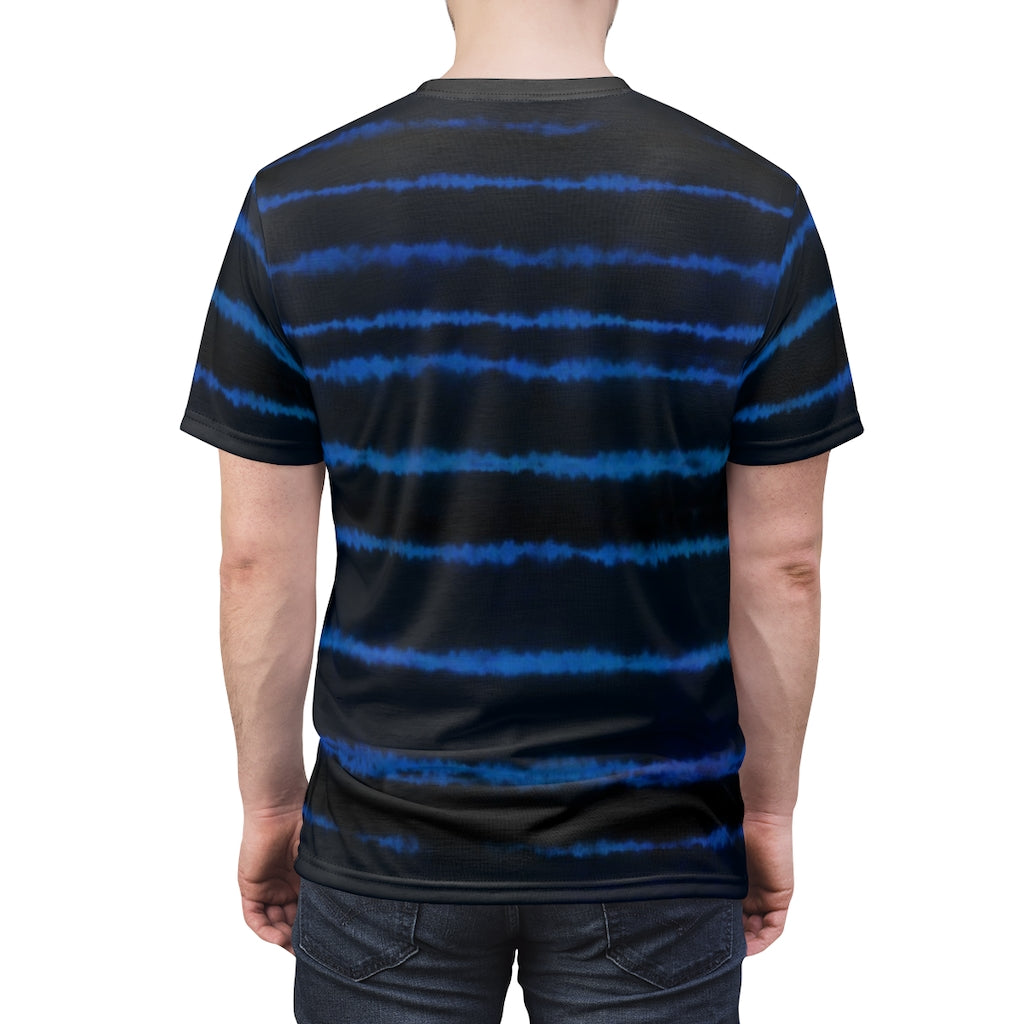 Blue Black Tie Dye Men Tshirt, Designer Graphic Aesthetic Fashion Crewneck Tee Top Gift Shirt Starcove Fashion
