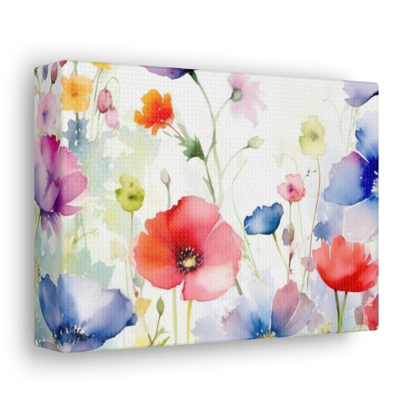 Wildflowers Canvas Gallery Wrap, Watercolor Floral Wall Art Print Decor Small Large Hanging Modern Landscape Living Room