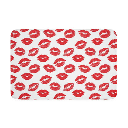 Red Lips Bath Mat, Memory Foam Lipstick Cute Shower Bathroom Decor Non Slip Floor Accessories Foam Large Small Rug Starcove Fashion