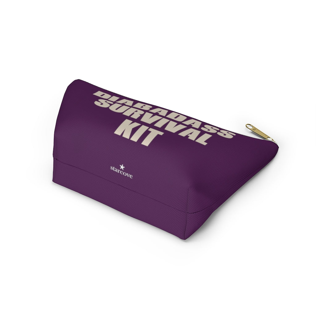 Diabadass Survival Kit Bag, Diabetes Bag, Fun Diabetic Supply Case, Cute Carrying Case Gift, Purple Accessory Zipper Pouch Bag w T-bottom Starcove Fashion