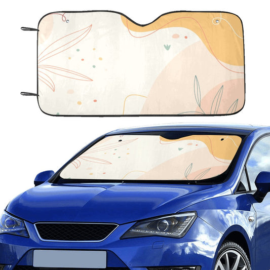 Boho Abstract Car Sun Shade, Minimal Art Windshield Vehicle Accessories Auto Cute Protector Window Visor Screen Cover Decor 55" x 29.53"