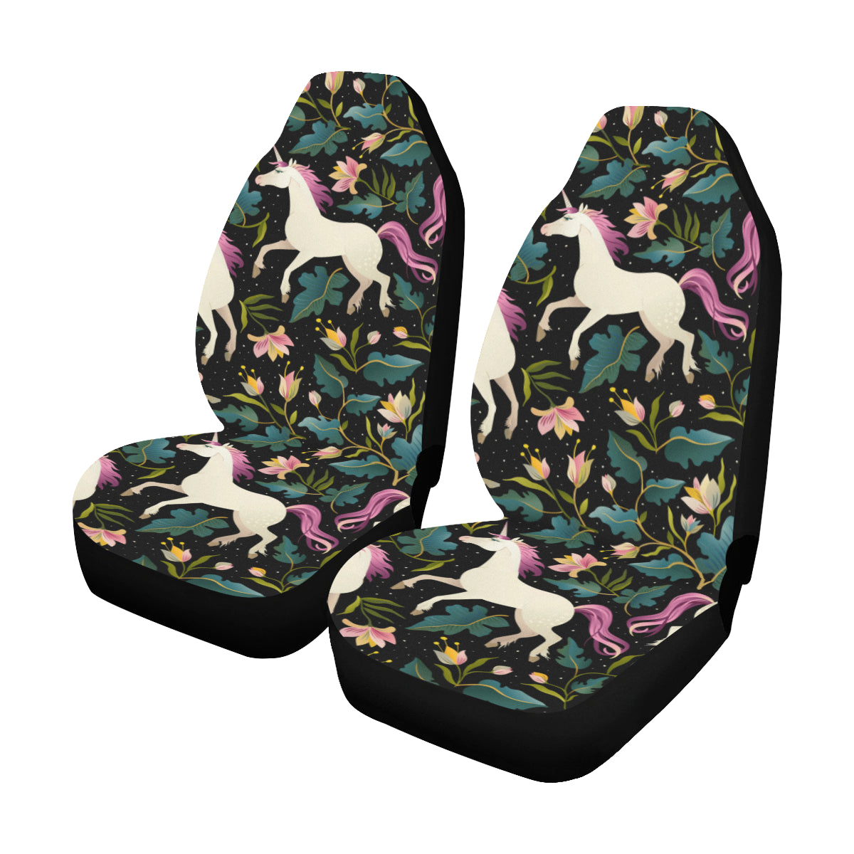Car Seat covers for Women, Unicorn Purple Seat Cover 2 pc, Cute Horse Flowers Front Seat Covers, Car SUV Vans Seat Protector Accessory Starcove Fashion