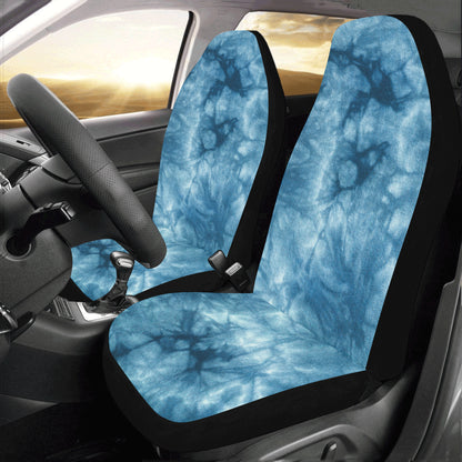 Tie Dye Car Seat Covers 2 pc, Blue Indigo Swirl Pattern Front Seat Covers, Hippie Car SUV Seat Protector Accessory Starcove Fashion