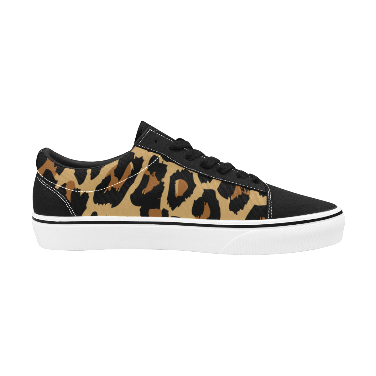 Leopard Women Shoes, Vegan Shoes, Vegan Faux Suede Leather, Animal Leopard Print Cheetah Lace-Up Canvas Sneakers Starcove Fashion