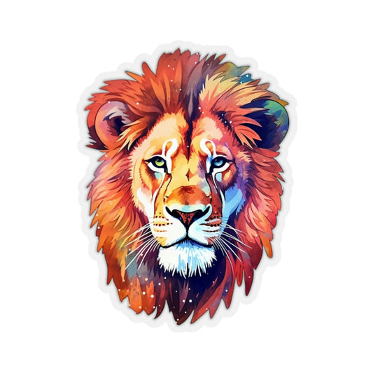 Lion Head Sticker, Animal Watercolor Art Laptop Decal Vinyl Cute Waterbottle Tumbler Car Waterproof Bumper Aesthetic Die Cut Wall Clear Starcove Fashion