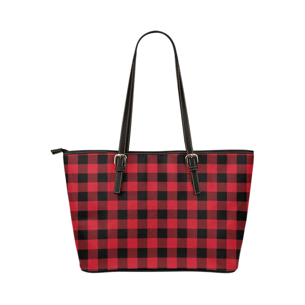 Red Buffalo Plaid Tote Bag Purse, Black Check Checkered Print Handbag –  Starcove Fashion