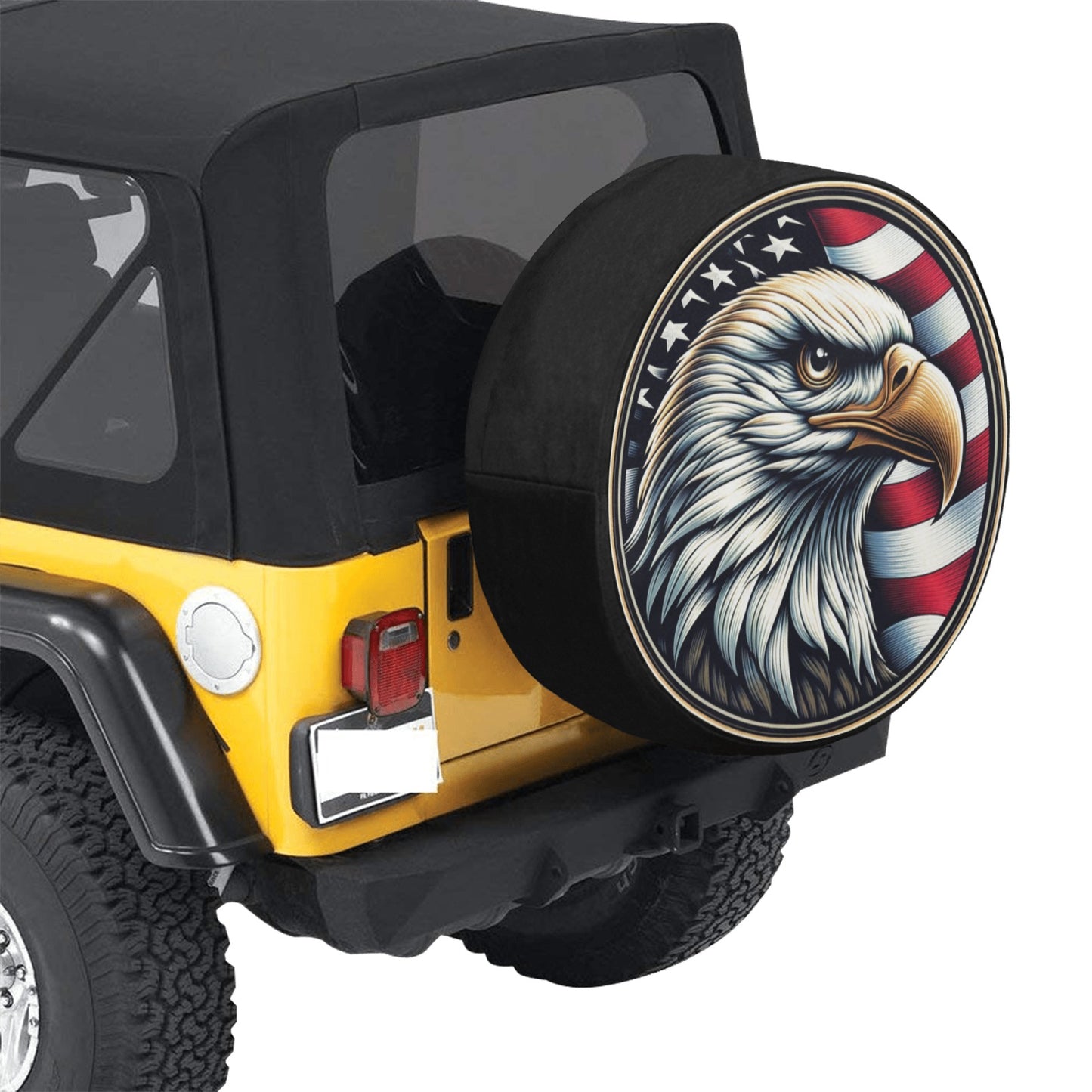 Bald Eagle Head Spare Tire Cover, American Flag USA Patriotic Backup Camera Hole Wheel Unique RV Back Cars RV Men Women Trailer Campers