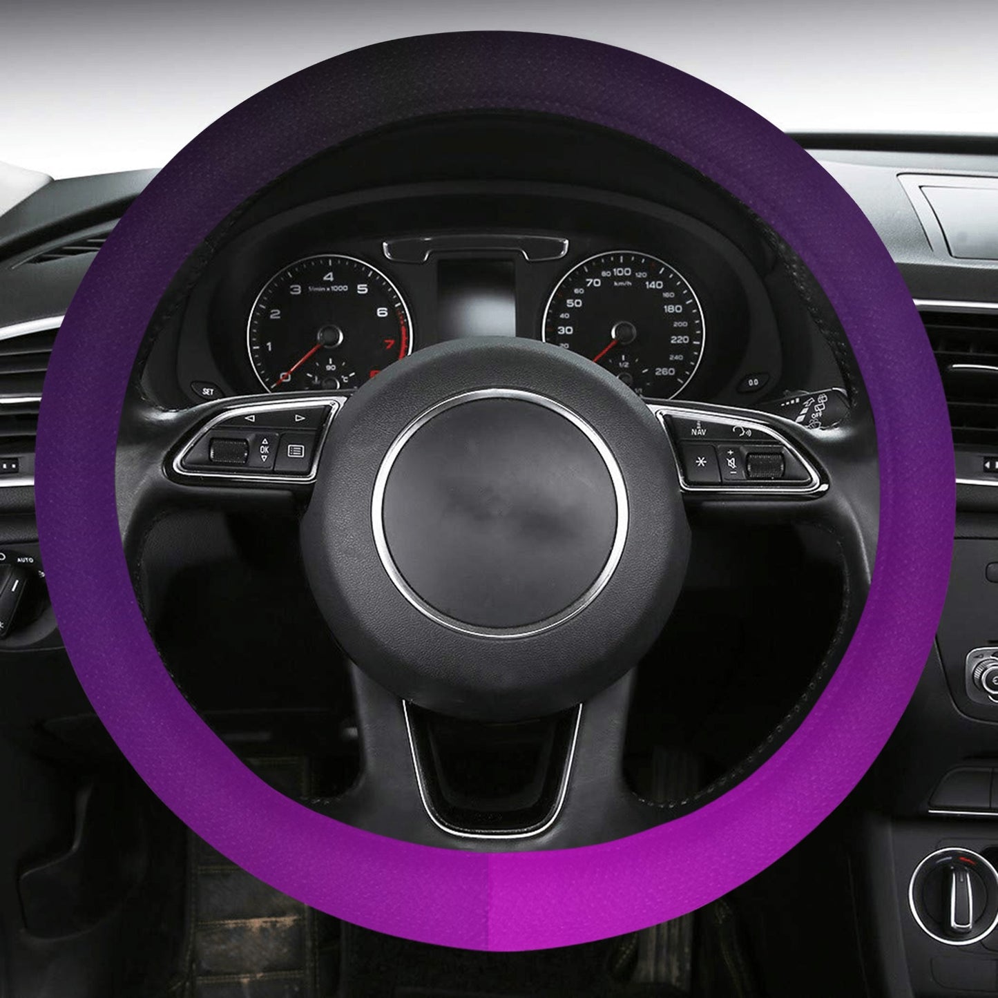 Black and Purple Steering Wheel Cover with Anti-Slip Insert, Gradient Ombre Tie Dye Color Car Auto Wrap Protector Women Accessories Starcove Fashion