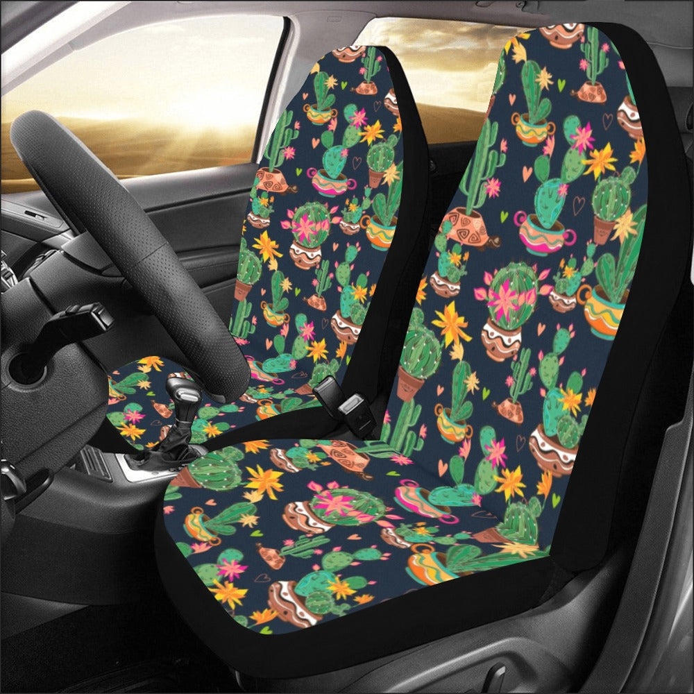 Cactus Flowers Car Seat Covers 2 pc, Green Mexican Floral Succulent Front Seat Covers Vehicle Car SUV Seat Protector Accessory Starcove Fashion