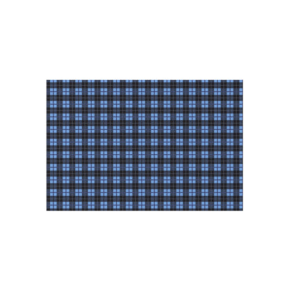 Blue Plaid Outdoor Area Rug, Check Waterproof Carpet Home Floor Decor Large 2x3 4x6 3x5 5x7 9x10 Patio Small Large Camping Mat