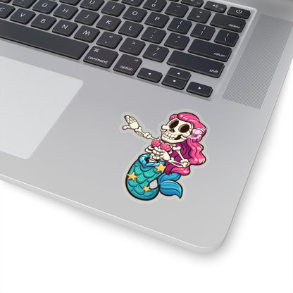 Skeleton Mermaid Sticker, Cute Kawaii Goth Character Decal Label Phone Macbook Small Large Cool Art Computer Hydro Flask Starcove Fashion