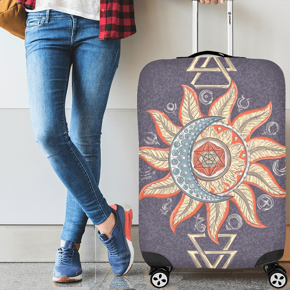 Sun Moon Luggage Cover, Stars Spiritual Boho Bohemian Suitcase Hard Bag Protector Washable Wrap Large Small Travel Gift