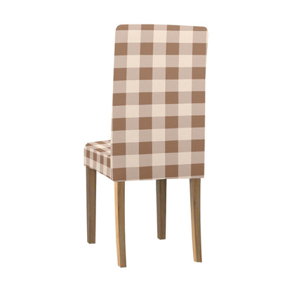 Buffalo Check Dining Chair Seat Covers, Beige Cream Brown Plaid Stretch Slipcover Furniture Dining Room Home Decor Starcove Fashion
