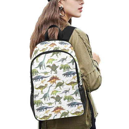 Dino Backpack, Dinosaurs Print Men Women Kids Gift Him Her School College Waterproof Side Mesh Pockets Aesthetic Bag