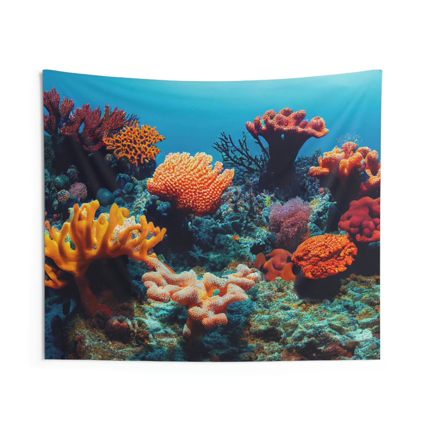 Coral Reef Tapestry, Under Water Photo Ocean Wall Art Hanging Landscape Realistic Aesthetic Large Small Decor Home College Dorm Starcove Fashion