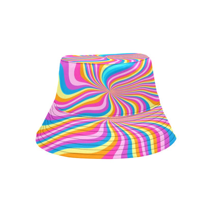 Psychedelic Bucket Hat, Trippy Pink Funky Tie Dye Rave Retro Vintage Summer Festival EDM Women Men Designer Beach Sun Shade Y2K Twill Starcove Fashion
