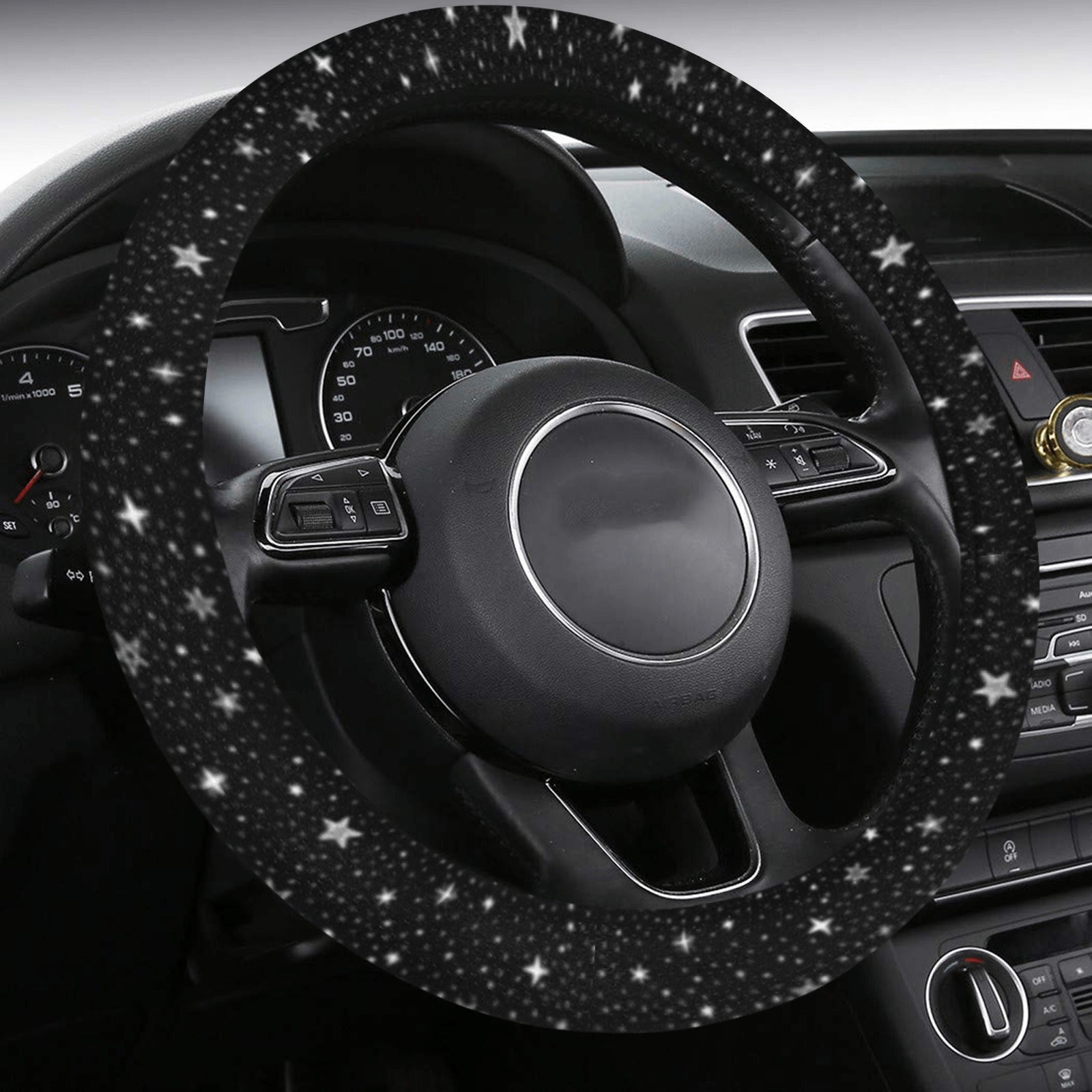 Stars Steering Wheel Cover with Anti-Slip Insert, Black White Witchy C –  Starcove Fashion