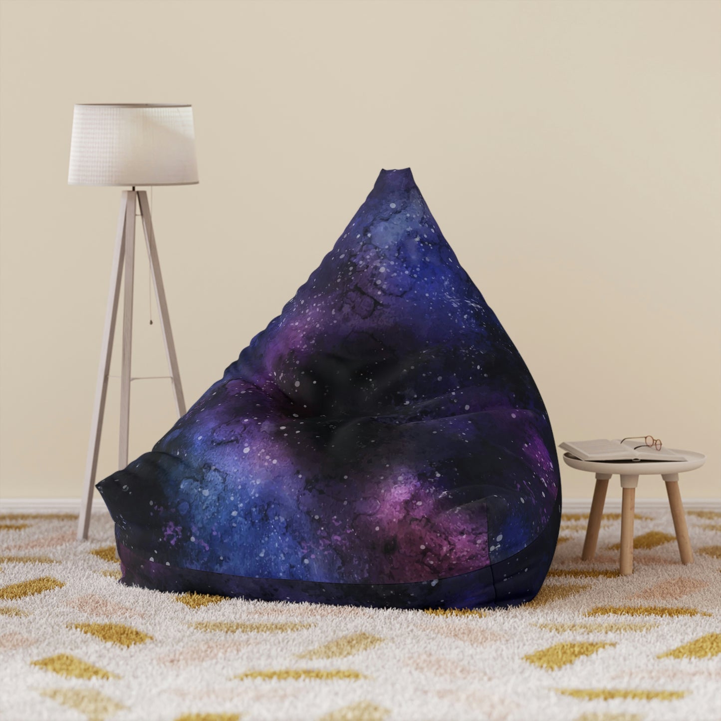 Galaxy Bean Bag Chair Cover, Purple Space Furniture Small Large Adult Kids Sofa Apartment Funky Gift Dorm Decor