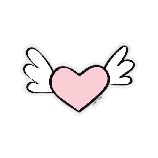 Winged Heart Stickers, Pink Flying Angel Heart with Wings Laptop Vinyl Cute Waterproof Waterbottle Tumbler Aesthetic Label Wall Phone Decal Starcove Fashion