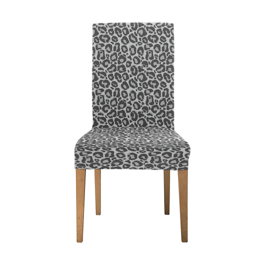 Grey Leopard Dining Chair Seat Covers, Animal Print Cheetah Stretch Slipcover Furniture Dining Room Party Banquet Home Decor