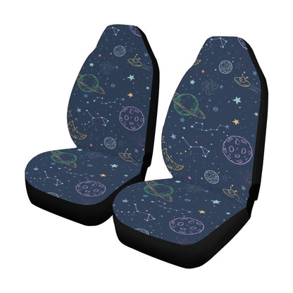 Galaxy Space Car Seat Covers 2 pc, Navy Blue Constellation Planets Stars Pattern Front Seat Covers SUV Seat Protector Accessory Decoration Starcove Fashion