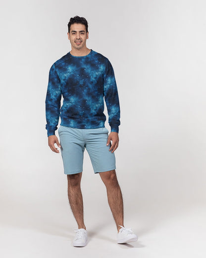 Galaxy Space Blue Men Sweatshirt, Milky Way Galactic Universe Graphic Crewneck Fleece Sweater Jumper Pullover Unisex Aesthetic Designer Top Starcove Fashion