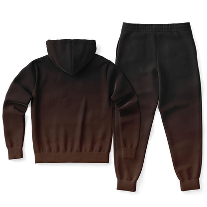 Brown Sweatsuit Set, Ombre Gradient Zip Hoodie Jogger Hooded Sweatshirt Sweatpants Men Unisex Women Cotton Matching Plus Size Sweats