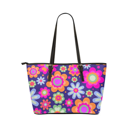 Floral Leather Tote Bag, Pink Purple Purse Small Large Flower Vegan shoulder Zip on Top Designer Women Work Laptop Handbag