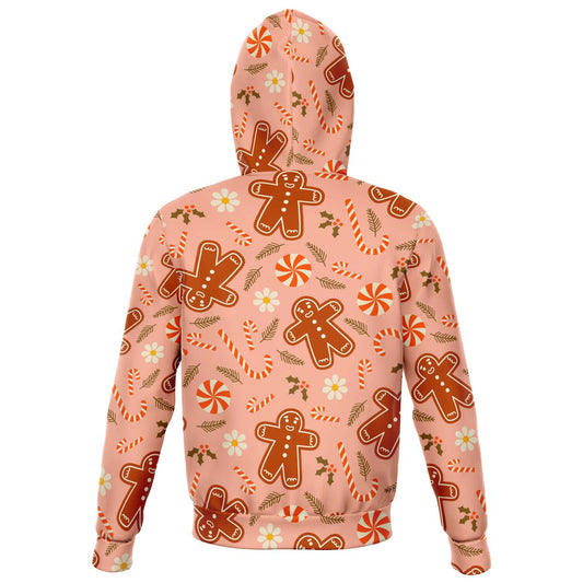 Gingerbread Christmas Zip Up Hoodie, Winter Front Zipper Pocket Men Women Adult Aesthetic Graphic Cotton Hooded Sweatshirt Starcove Fashion
