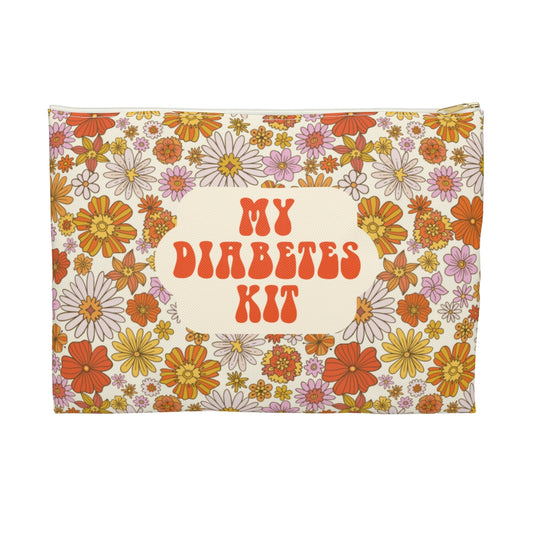 Cute Flower Diabetes Bag Pouch Supplies, 70s Floral My Diabetic Kit Type 1 2 Zipper Supply Travel Organizer Women Girls Kids Carrying Case Starcove Fashion